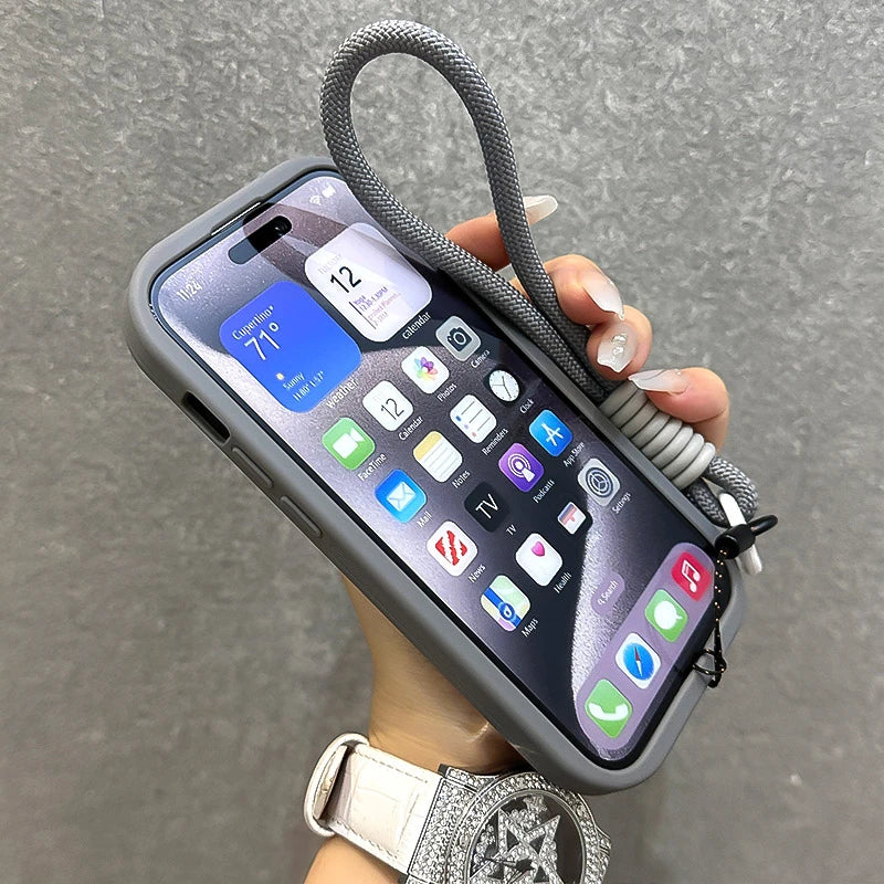 Fold Glass Lens Stand Wrist StrapMagnetic Transparent Case For iPhone