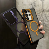 Metal Lens Protection Stand Magsafe Case For Samsung