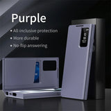 Leather Flip Smart Display Transparent Window Case For Samsung