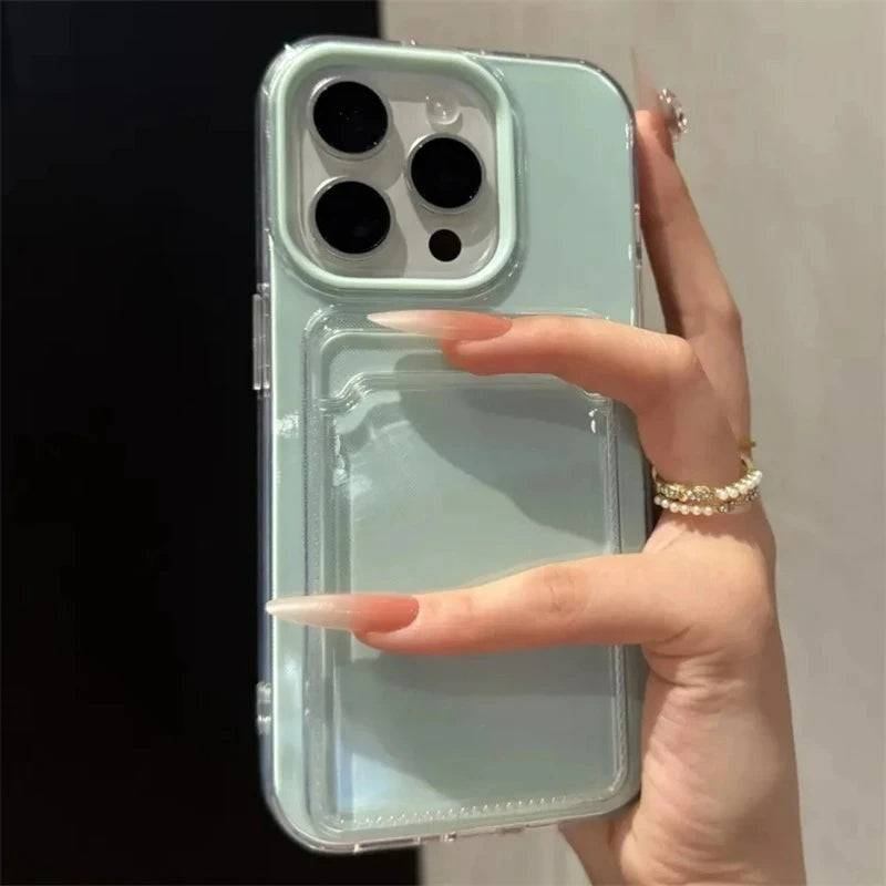 Luxury 2in1 Card Bag Candy Phone Case For iPhone