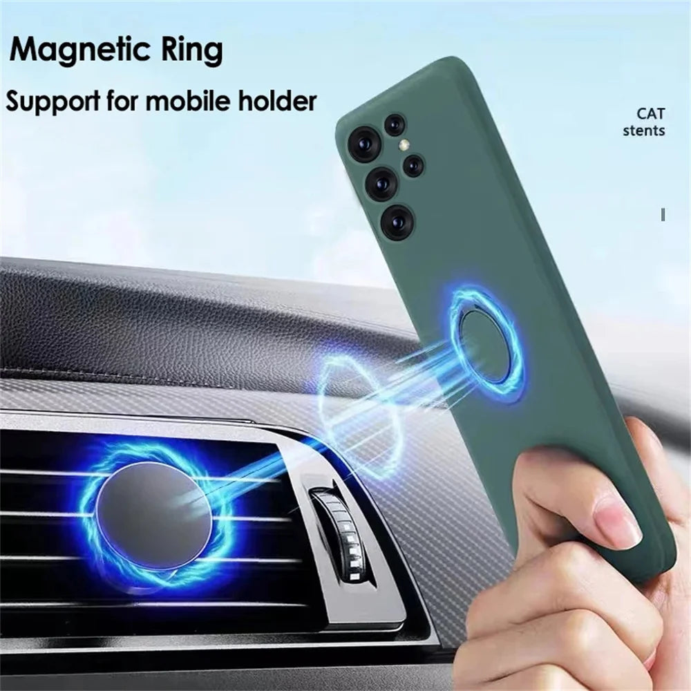 Liquid Silicone Magnetic Holder Case For Samsung