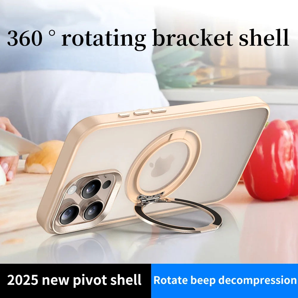 Rotating Magnetic Kickstand Stand Phone Case For iPhone