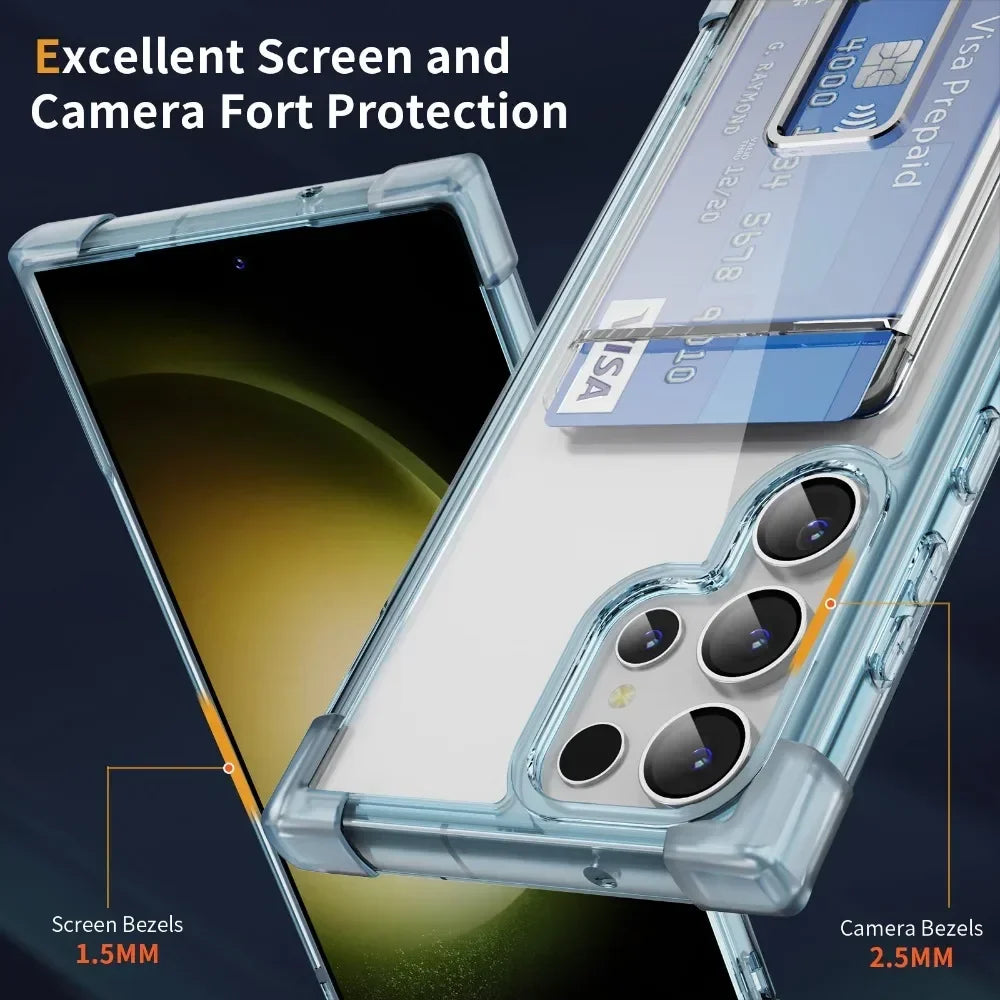 Clear Cover with Card Slot Holder Case for Samsung