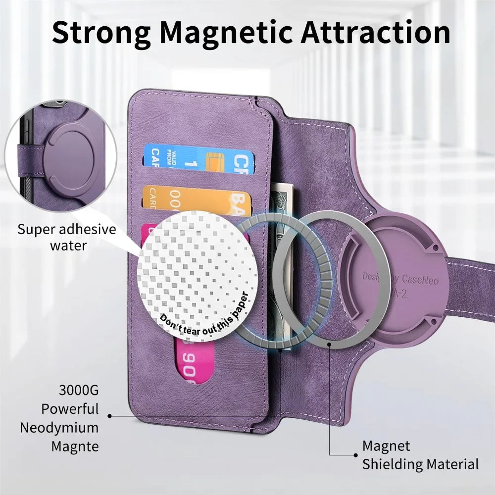 2 in 1 Detachable Leather Wallet For Magsafe Magnetic Phone Case For iPhone