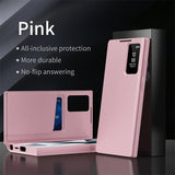 Leather Flip Smart Display Transparent Window Case For Samsung