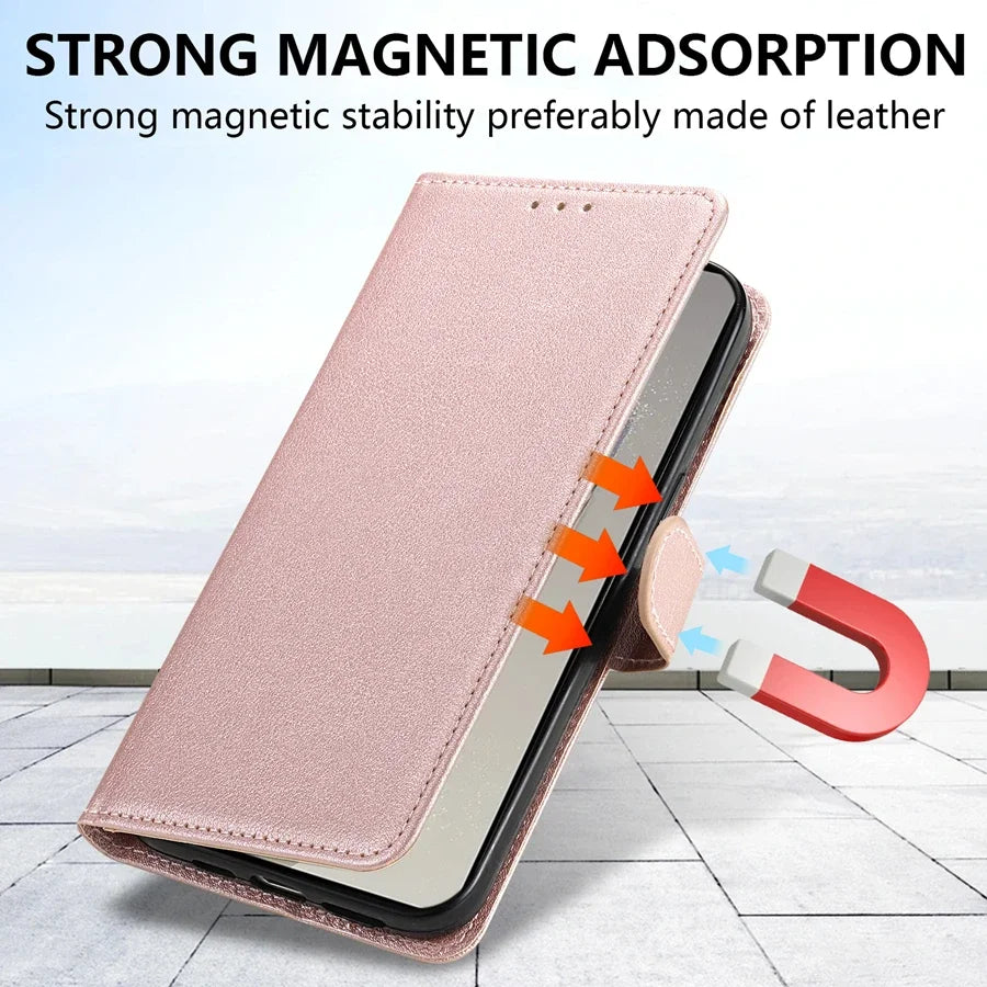 Wallet With Card Slot Magnetic Flip Leather Case For Samsung