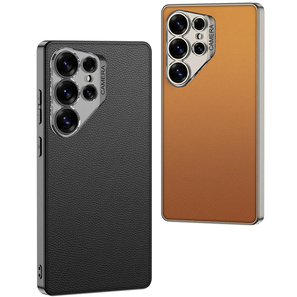 Luxury Leather Carbon Fiber PC Shockproof Phone Case For Samsung
