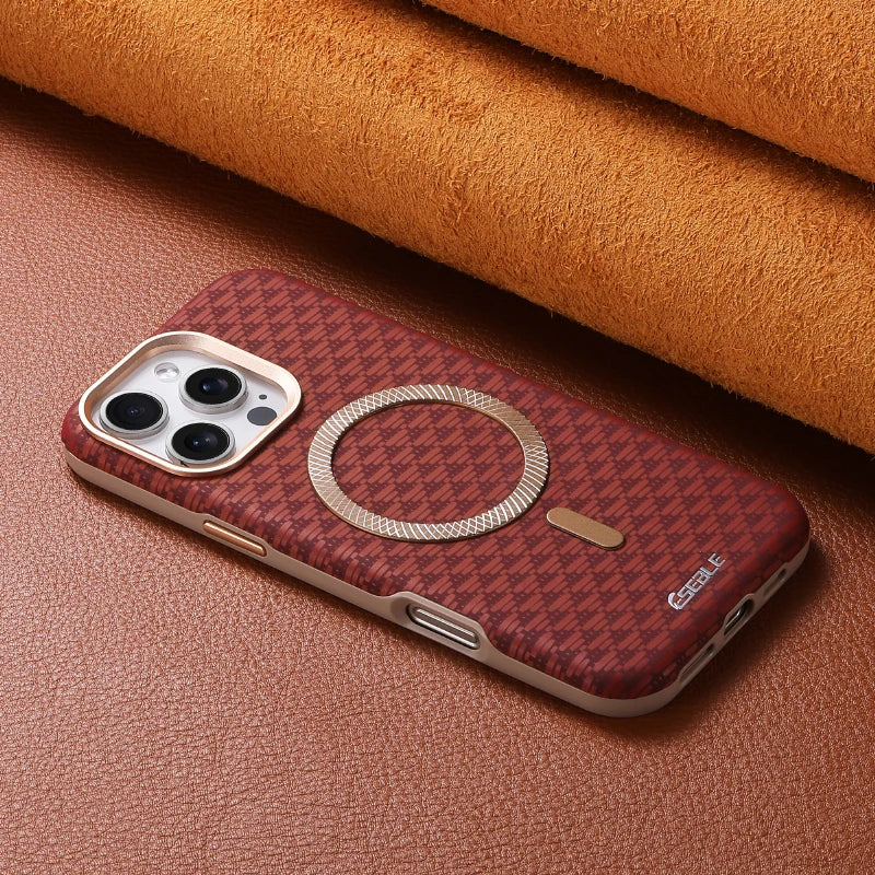Luxury Solid Color Triangle Pattern Magnetic Case for iPhone