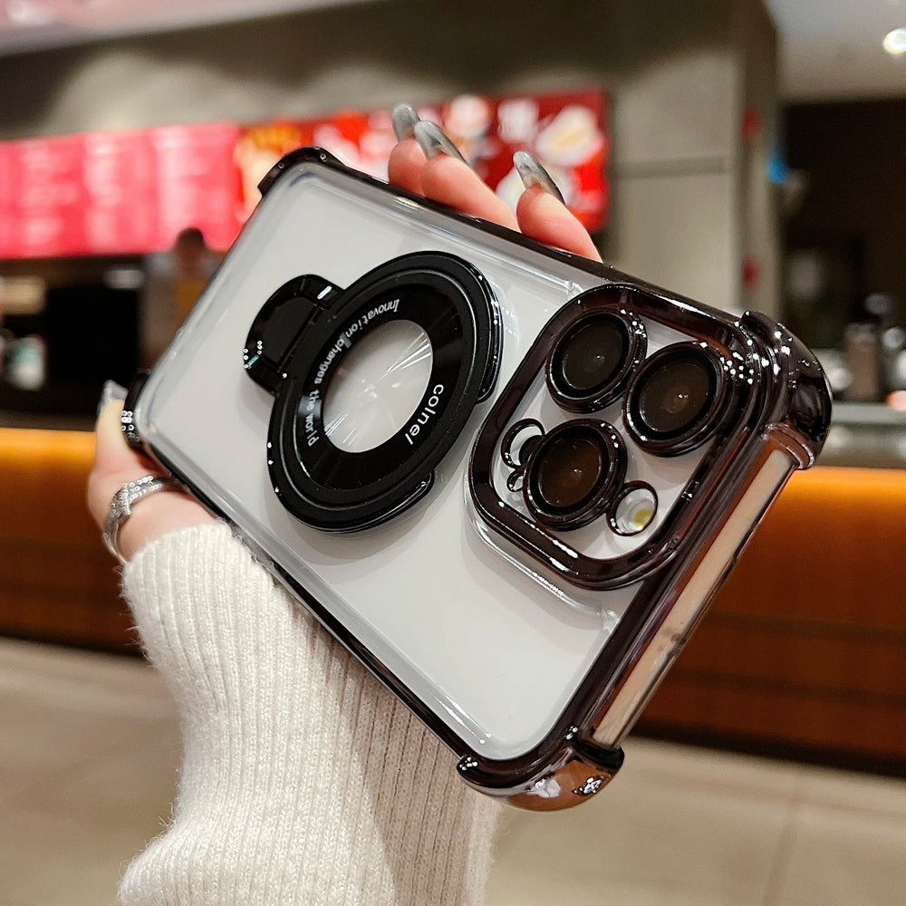 Fashion Plating Magnetic Bracket Case for iPhone