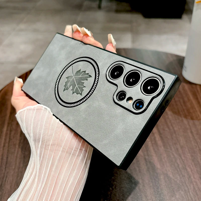 Retro Magsafe Magnetic Leather Case For Samsung Galaxy