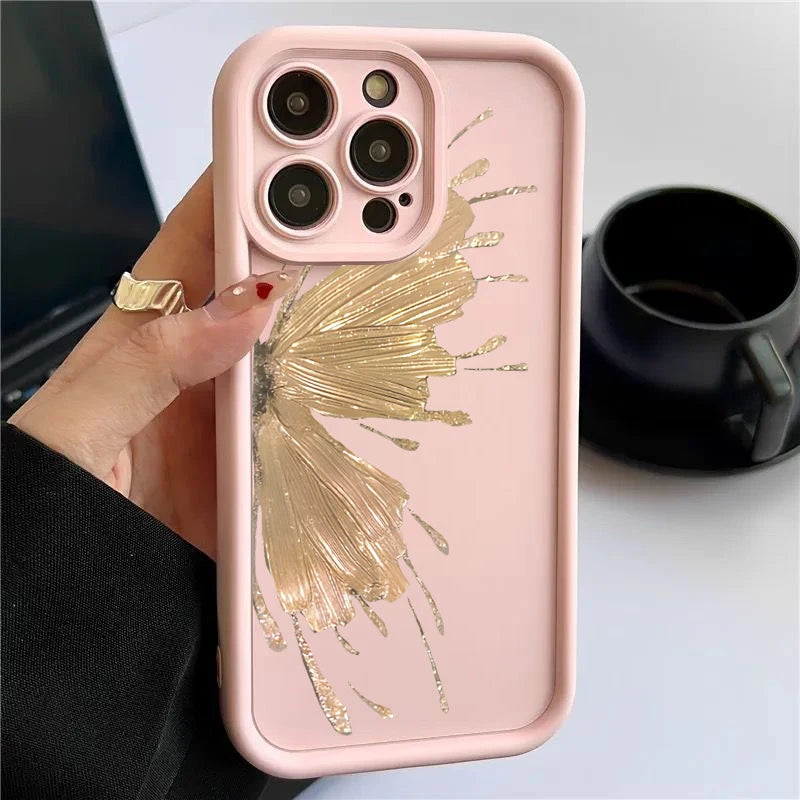 Candy Color Gilt Butterfly Shockproof Soft TPU Silicone Case For iPhone