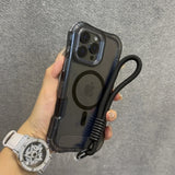 Luxury Neon Clear Magsafe Wrist Strap Lanyard Case for iPhone