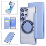 Flip Slot Card Leather Wallet Clear Magnetic Phone Case For Samsung