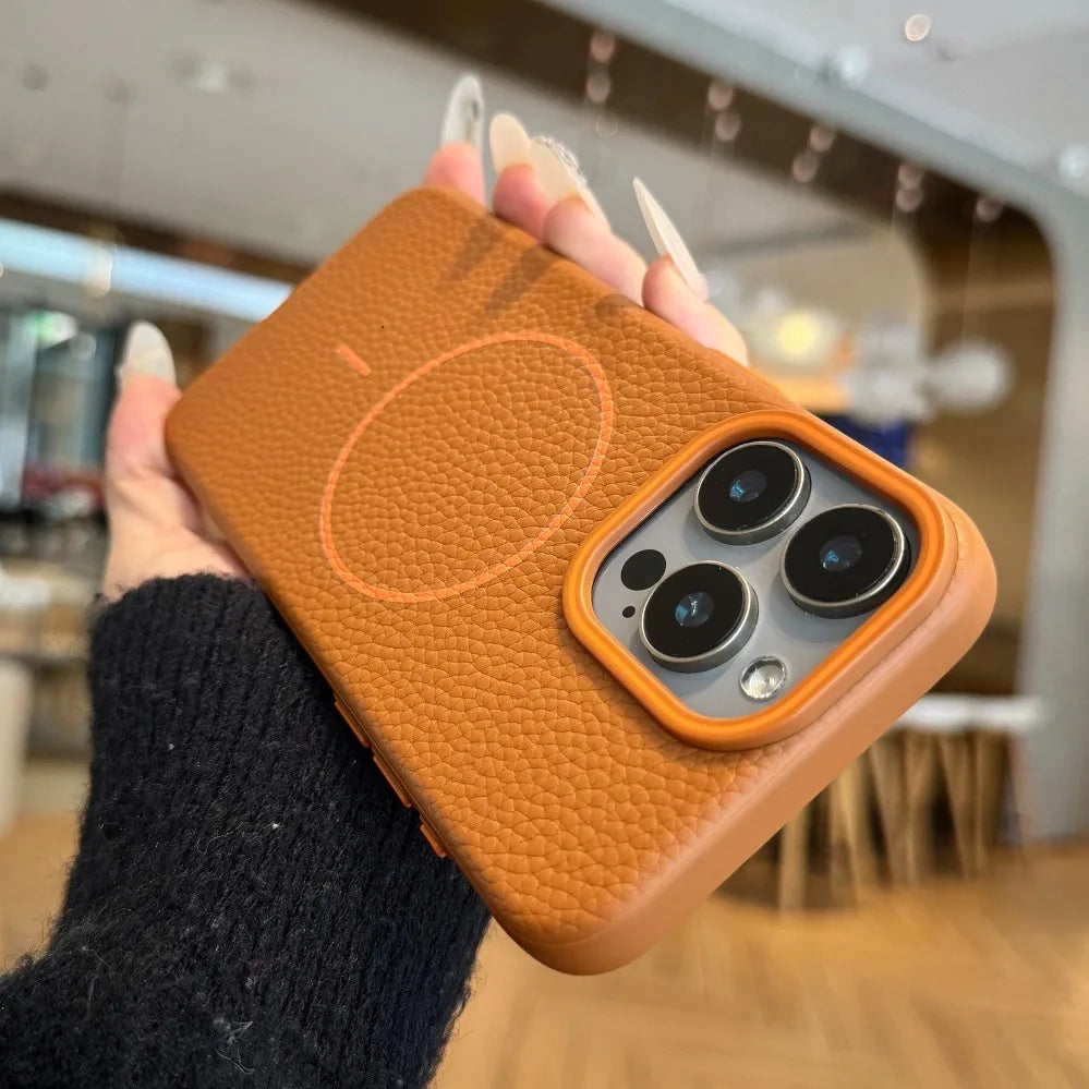 Luxury Magsafe Retro Leather Phone Case For iPhone