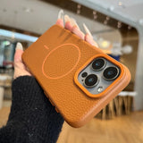 Luxury Magsafe Retro Leather Phone Case For iPhone