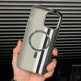 Alloy Lens Hit Color Hard PC  Carbon Fibre Wireless Charging Case for iPhone