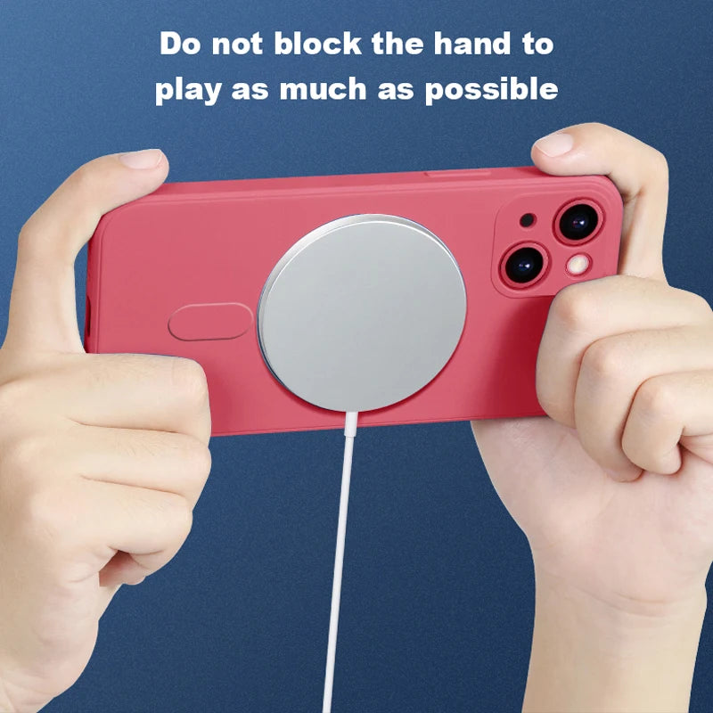Magnetic Wireless Charging Soft Liquid Silicone Case For IPhone