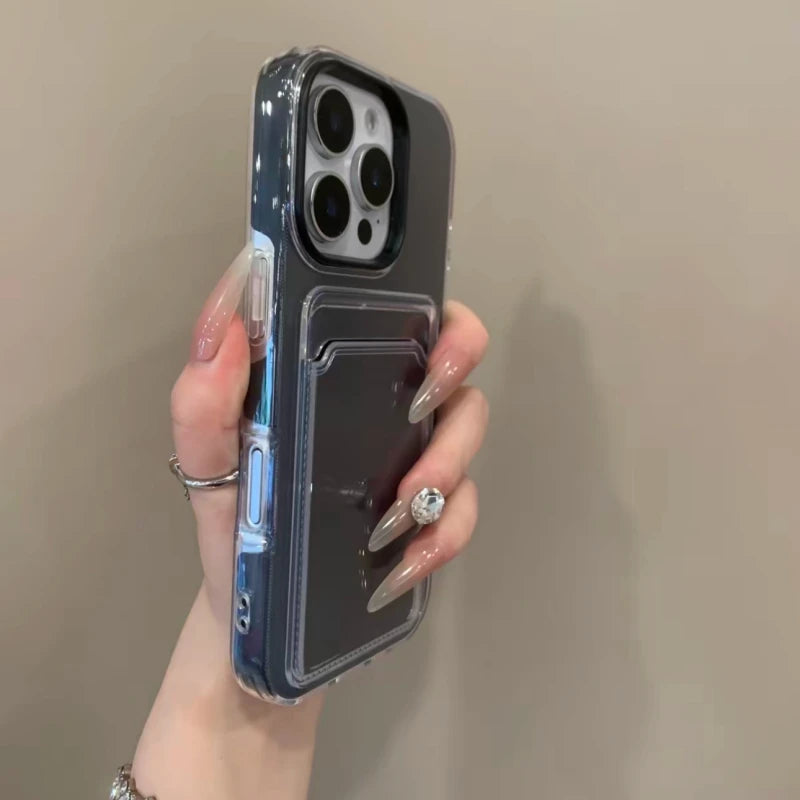 Luxury 2in1 Card Bag Candy Phone Case For iPhone