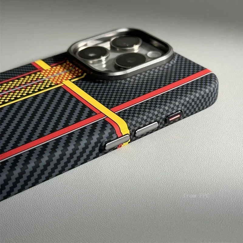Carbon Fiber Abstract Geometric MagSafe Case For iPhone