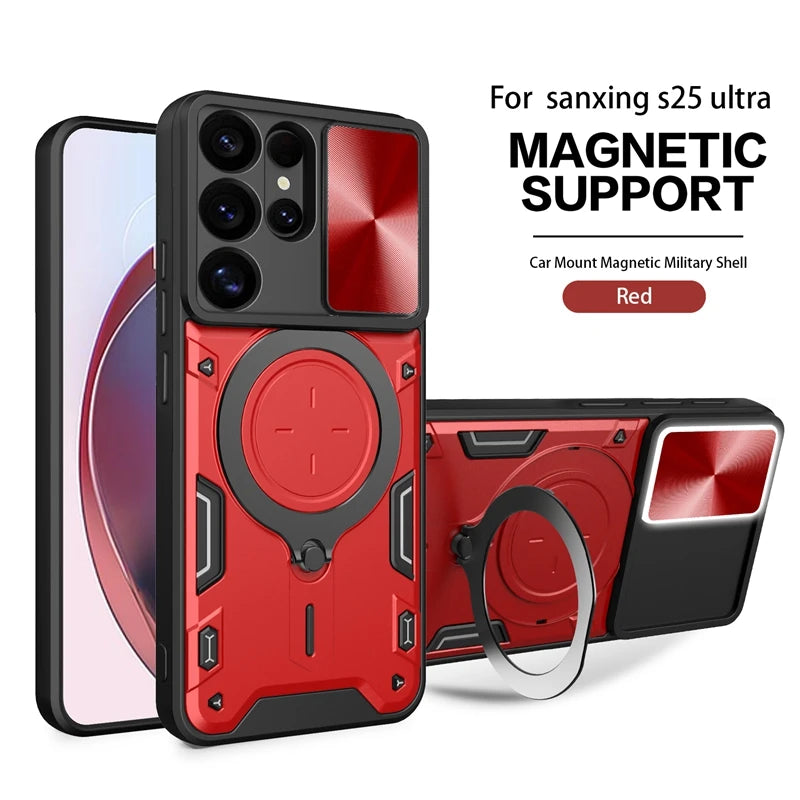 Magnetic Ring Holder Armor Shockproof Case For Samsung