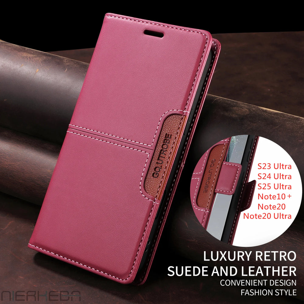 Flip Leather Magnetic Wallet Case for Samsung