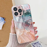 Marble Pattern  Tempered Glass Phone Case For iPhone