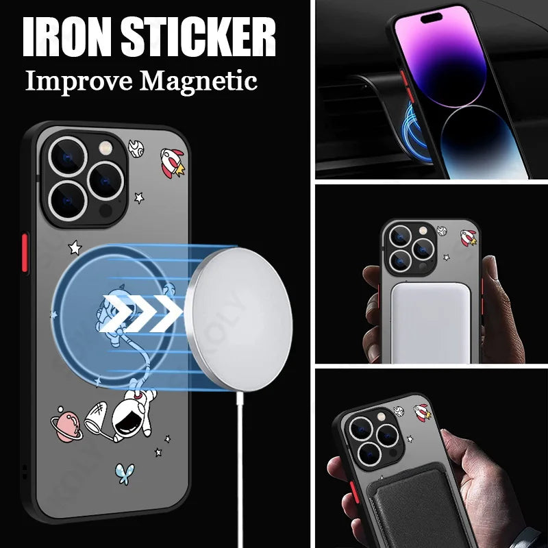 Cute Space Moon Planet Astronaut Case For iPhone