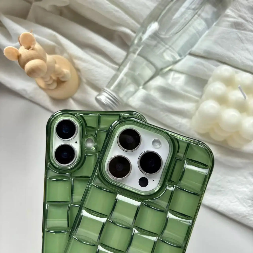 Stereoscopic Green Woven Plaid Case for iPhone