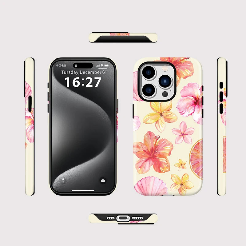 Luxury Magnetic 2 in 1 Flower Pattern Shockproof Case For iPhone