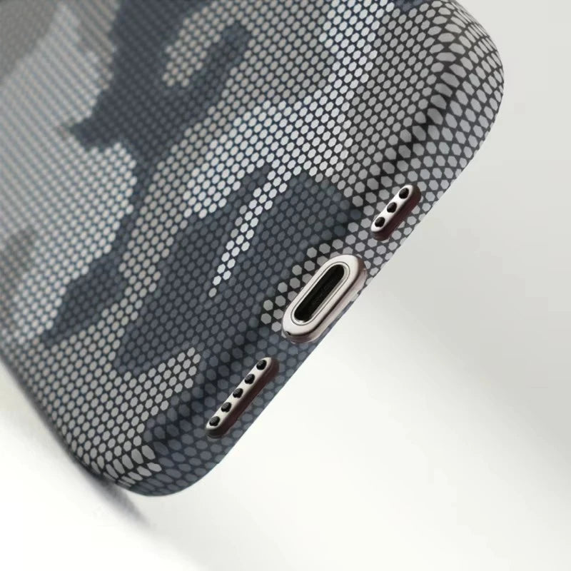 Camouflage Graffiti Relief Alloy MagSafe Phone Case For iPhone