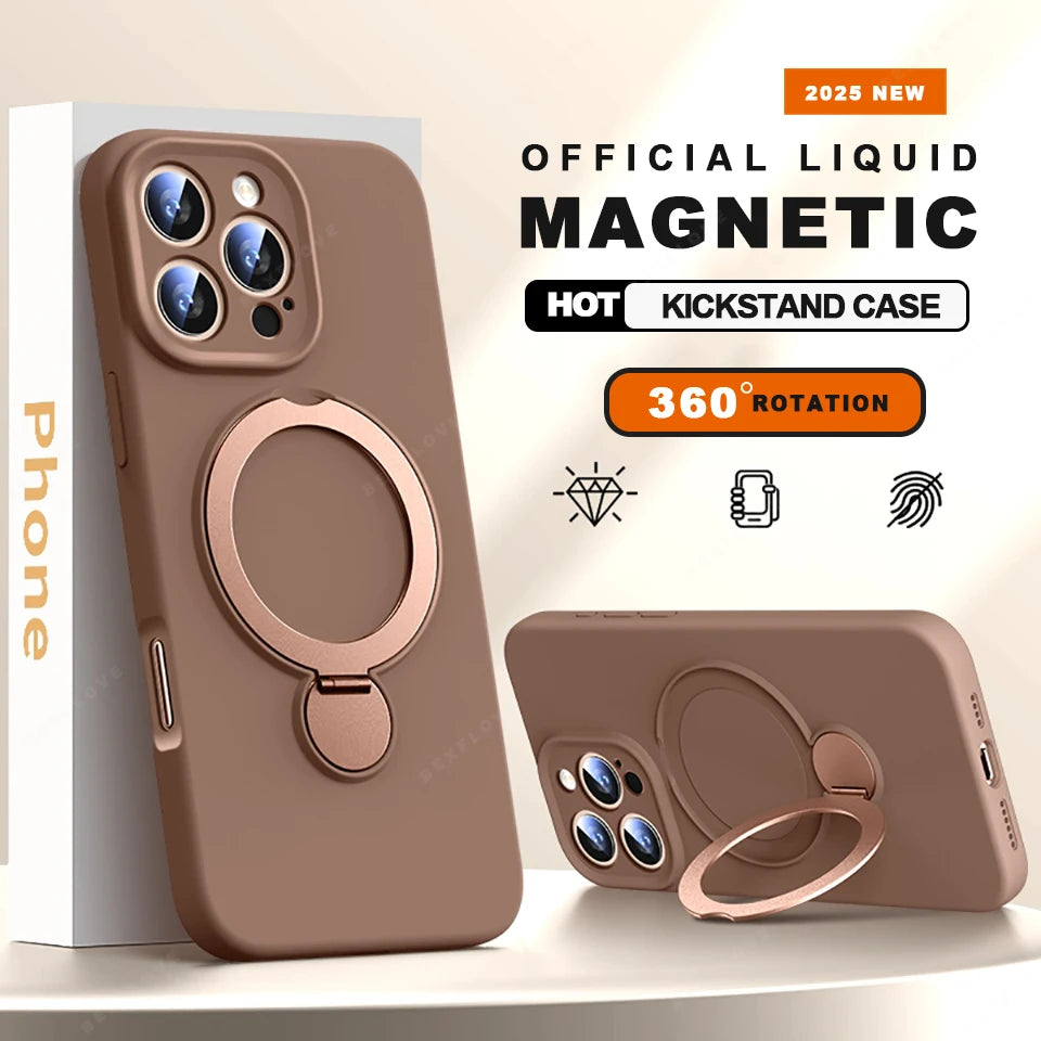Liquid Silicone Magnetic Stand Phone Case For iPhone