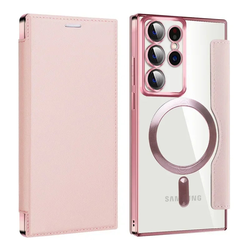 Flip leather business card slot for Samsung