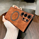 Retro Magsafe Magnetic Leather Case For Samsung Galaxy