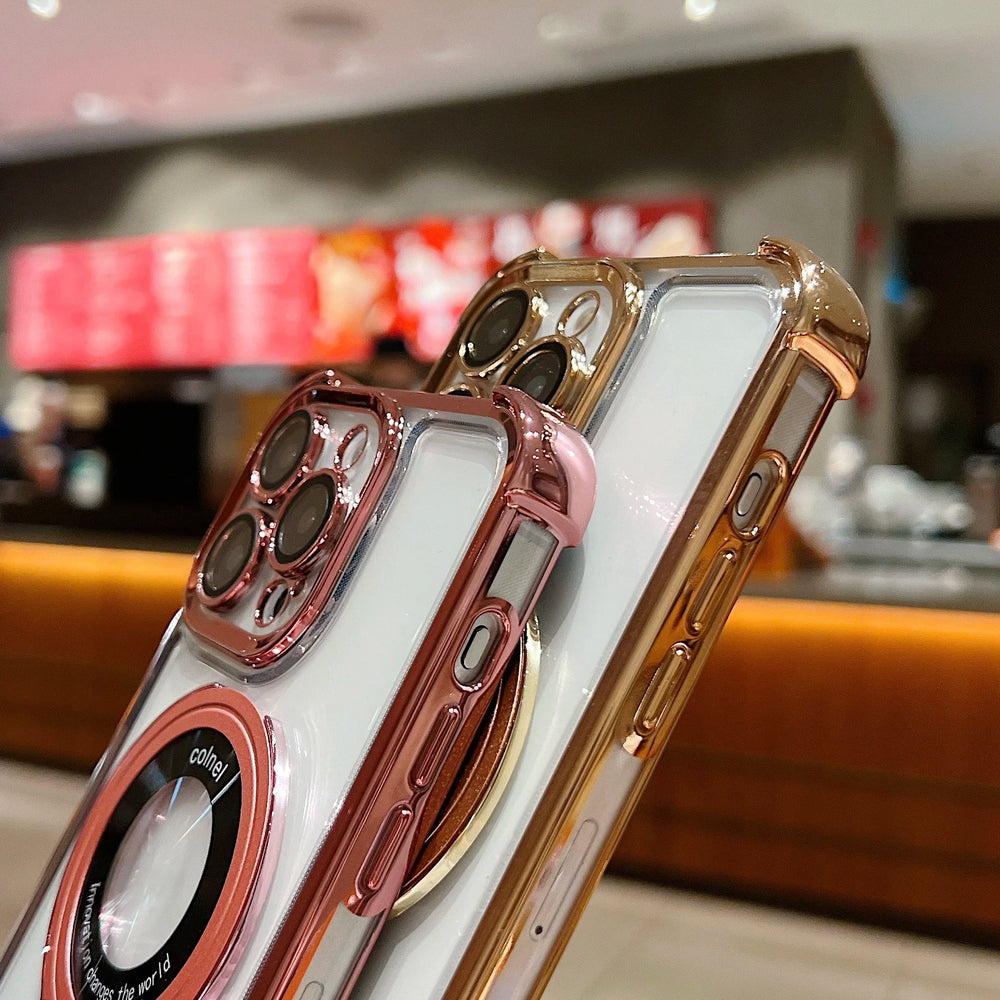 Fashion Plating Magnetic Bracket Case for iPhone