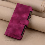 Luxury Zipper Wallet Flip Case For iPhone