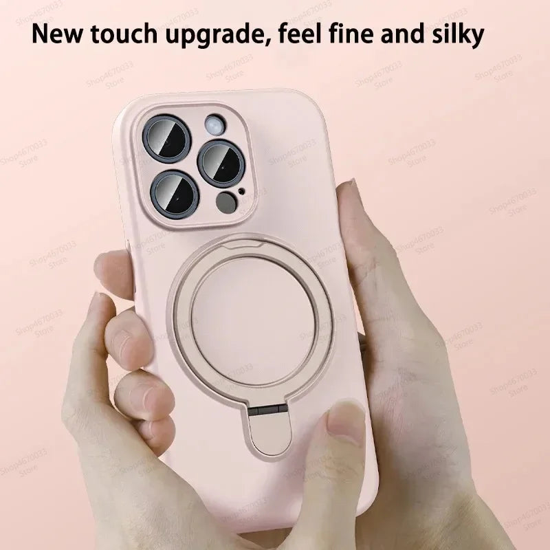 Liquid Silicone Magnetic Stand Phone Case For iPhone