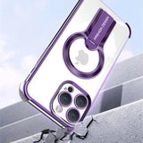 Luxury Transparent Armor Hidden Folding Stand Magnetic Case For iPhone