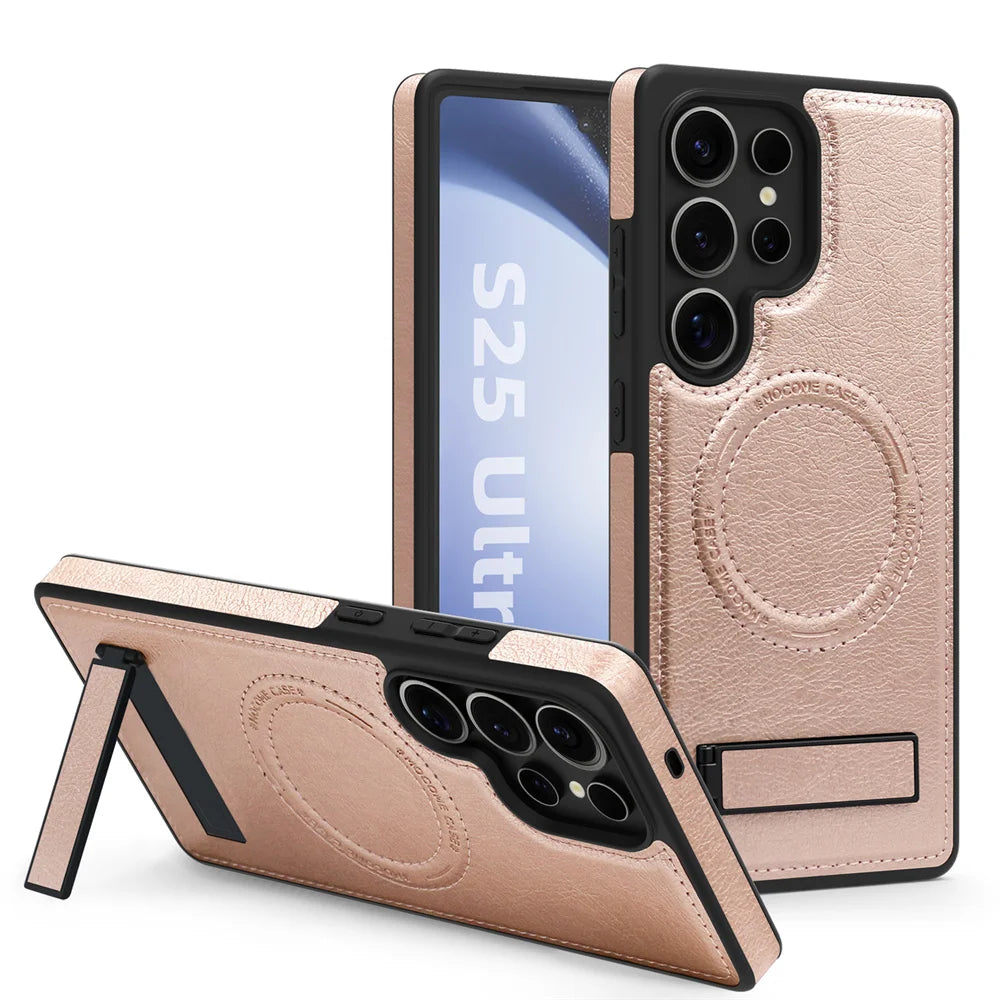 Stand Leather Bracket Magsafe Case for Samsung