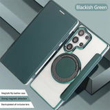 Flip Slot Card Leather Wallet Clear Magnetic Phone Case For Samsung