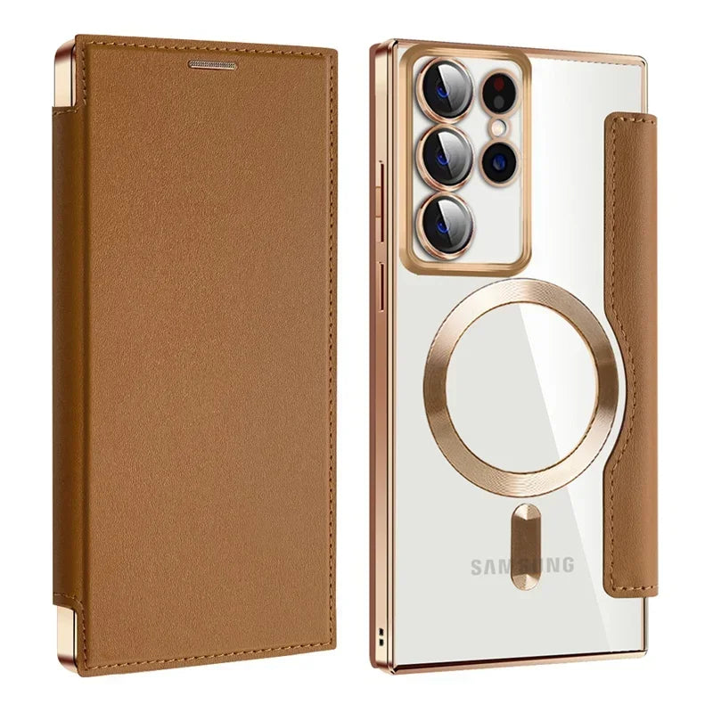 Flip leather business card slot for Samsung