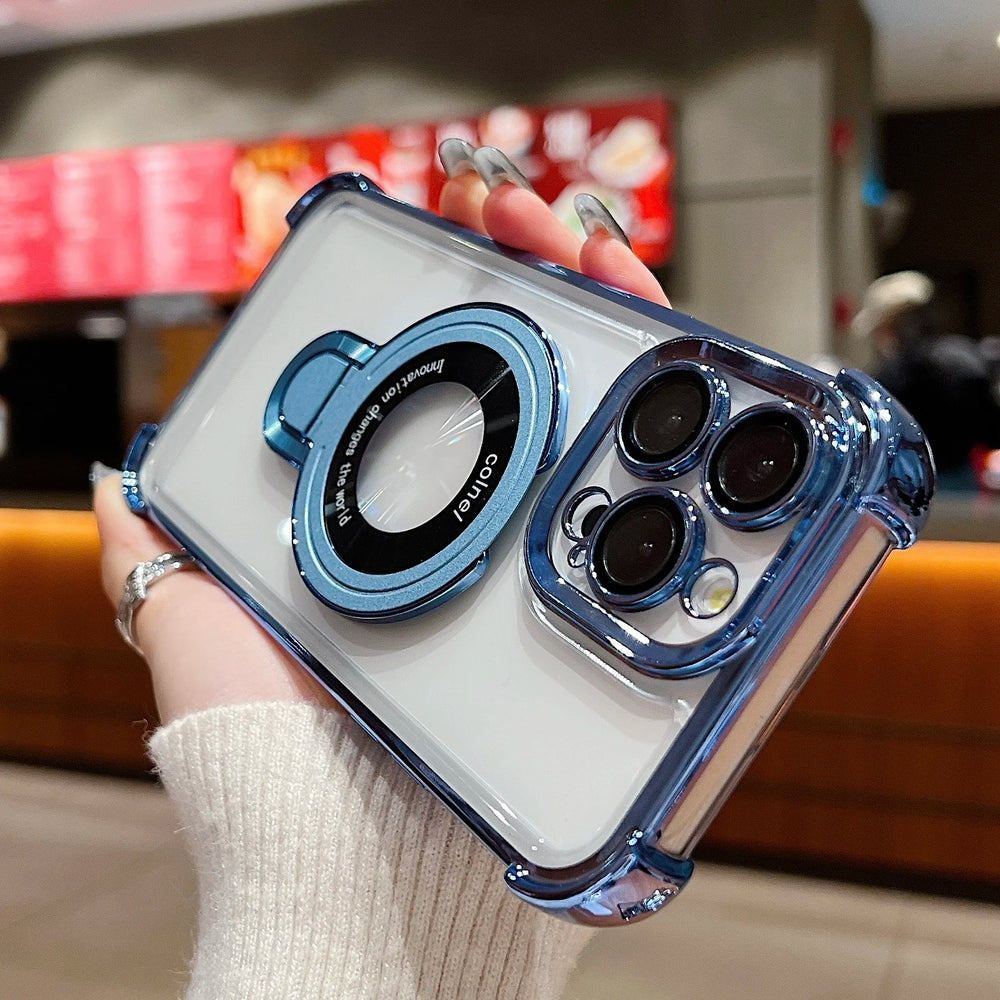 Fashion Plating Magnetic Bracket Case for iPhone