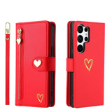 Gold Hot Stamping Love Zipper Card Wallet Case For Samsung