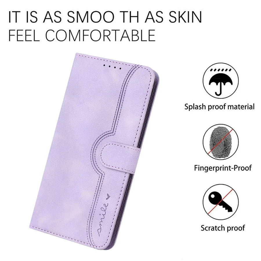 Wallet Kickstand Smile Flip Leather Case For iPhone