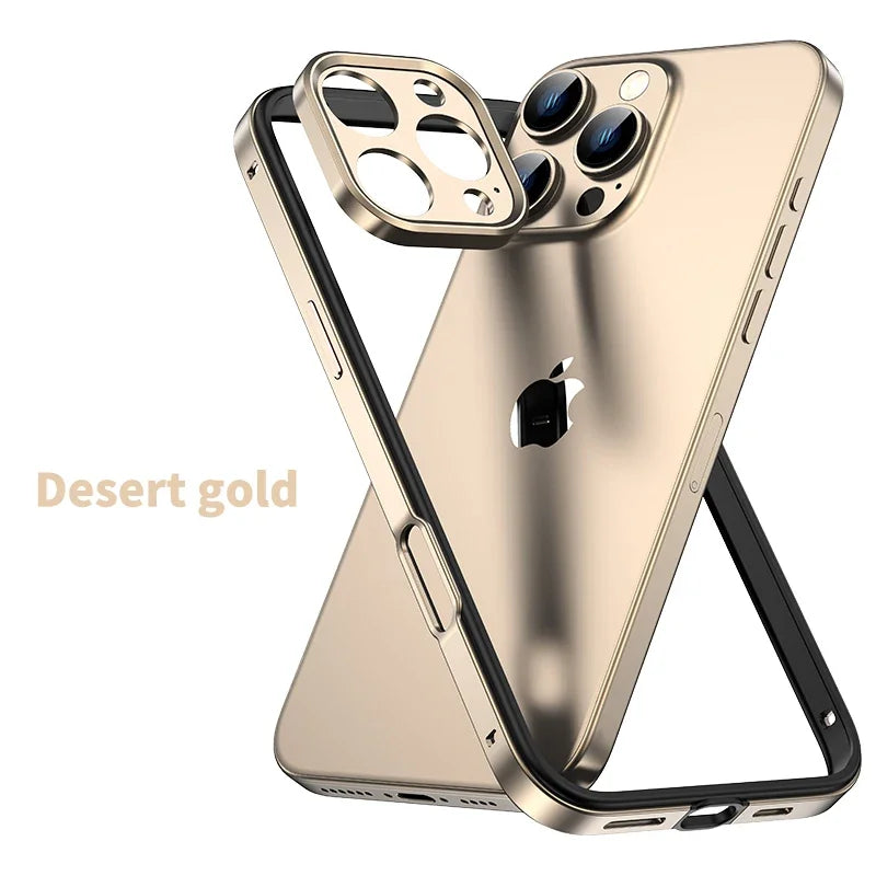 Camera Protection + Hybrid Silicone Frame Aluminum Metal Case For iPhone