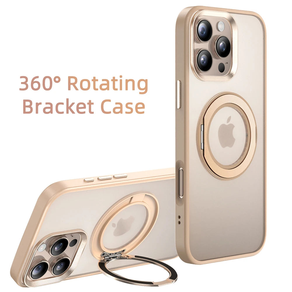 Rotating Magnetic Kickstand Stand Phone Case For iPhone
