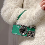 Luxury Retro Stereo Camera Hand with Lanyard Case For iPhone