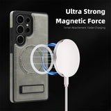 Stand Leather Bracket Magsafe Case for Samsung