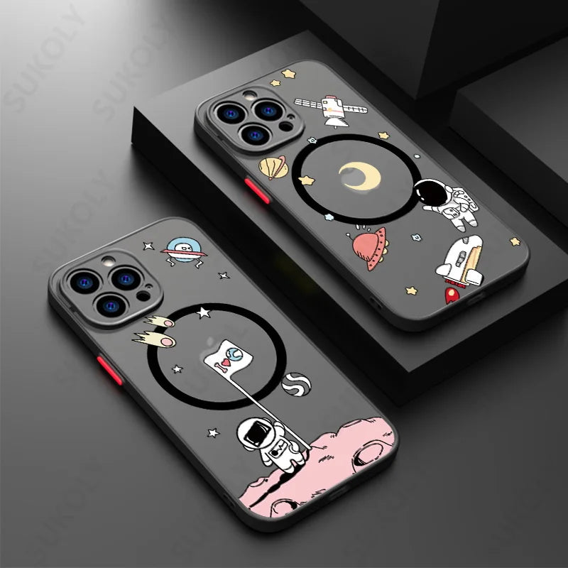 Cute Space Moon Planet Astronaut Case For iPhone