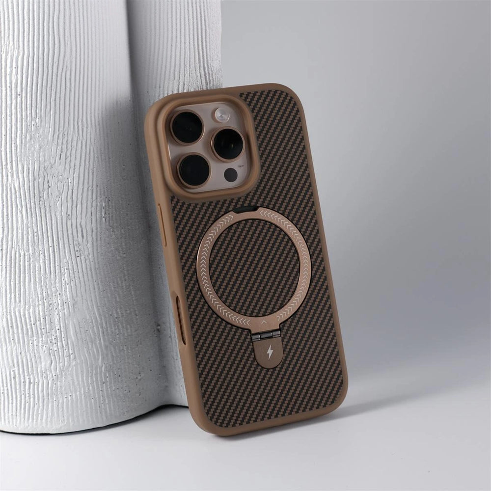 Business Carbon Fiber Bracket Magsafe Case for iPhone