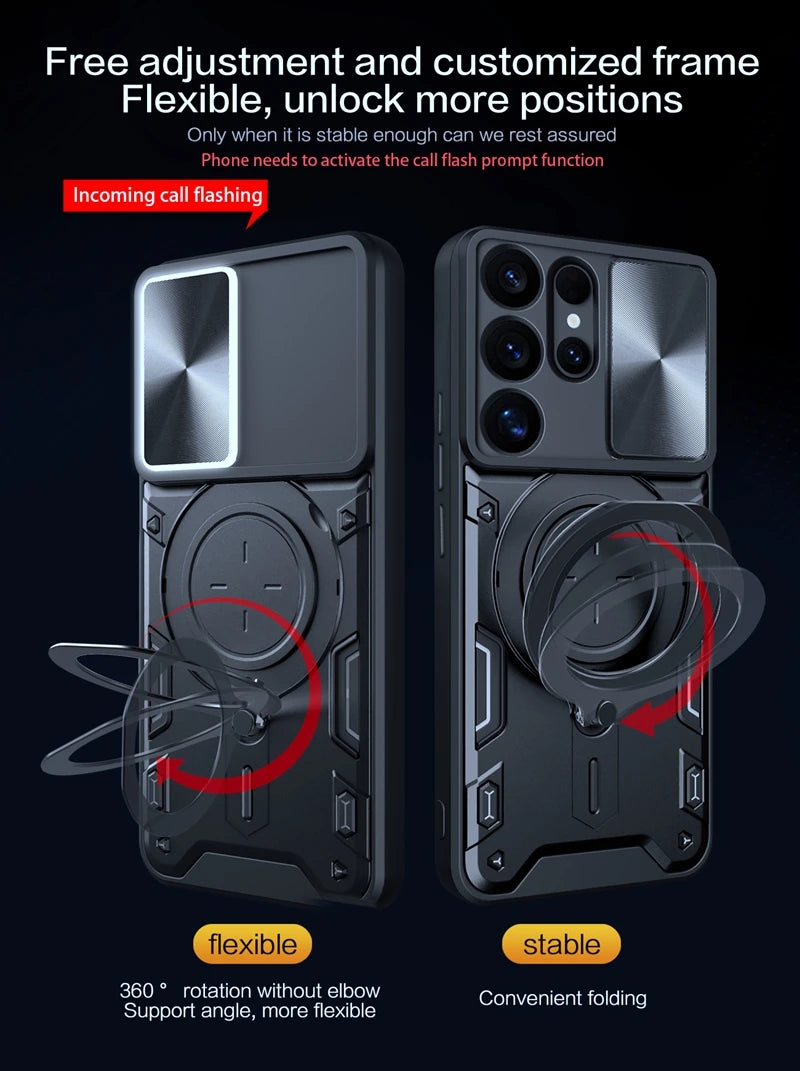 Magnetic Ring Holder Armor Shockproof Case For Samsung